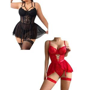 2583 Sexy Plus Size Lingerie Classic Curvy Lace Lingerie Dress